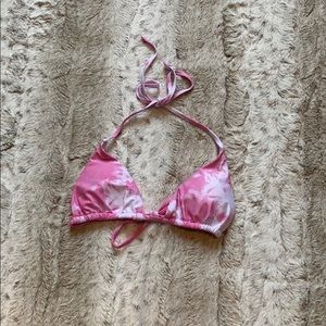 Women’s Pink and White Tie-Dye Bikini Top